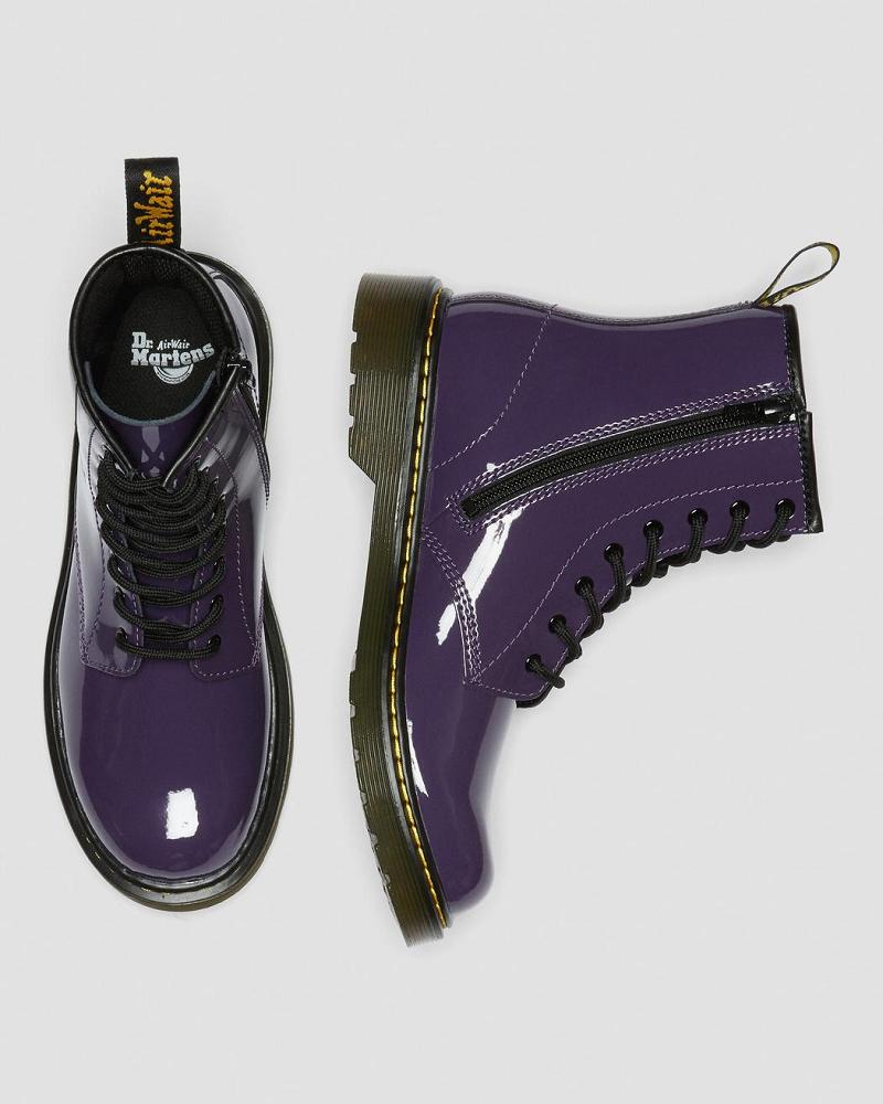 Purple Kids' Dr Martens Youth 1460 Patent Leather Lace Up Boots | CA 713WNB